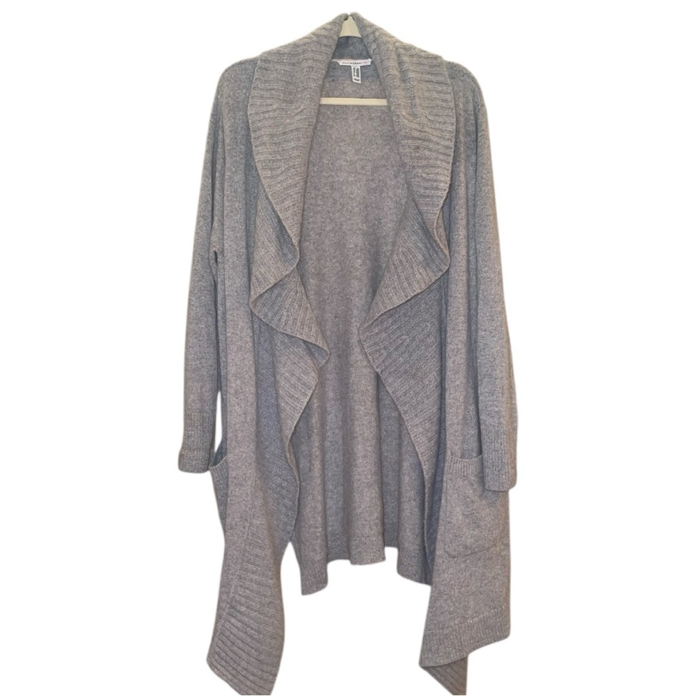 Isaac Mizrahi Live! Cashmere Shawl Collar Cardigan. Grey. Size 2X